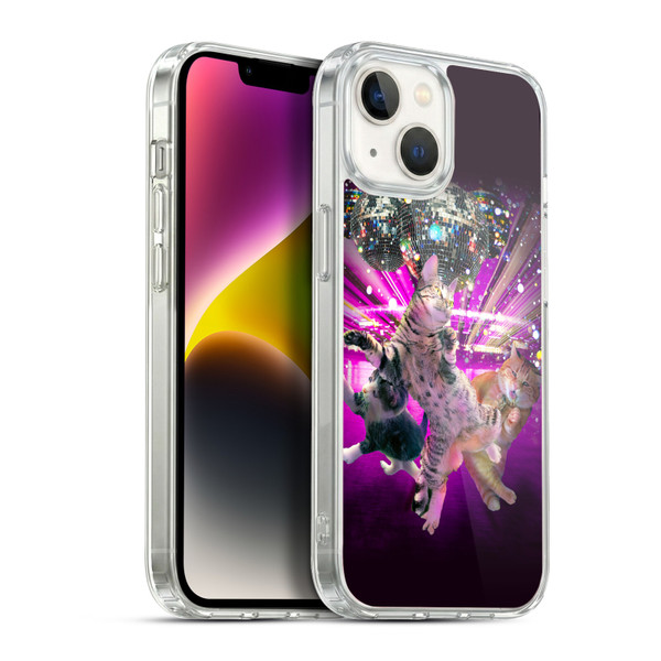 Random Galaxy Animals Disco Dancing Cat Soft Gel Case for Apple iPhone 14