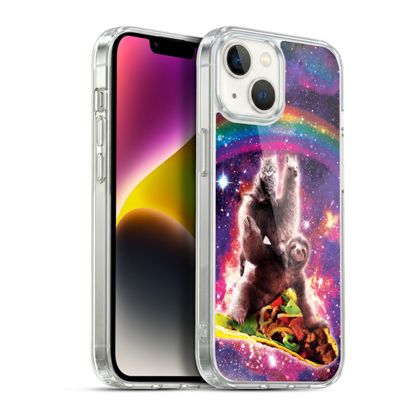 Random Galaxy Animals Space Cat Llama Sloth On Taco Soft Gel Case for Apple iPhone 14