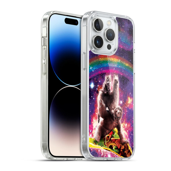 Random Galaxy Animals Space Cat Llama Sloth On Taco Soft Gel Case for Apple iPhone 14 Pro Max & MagSafe