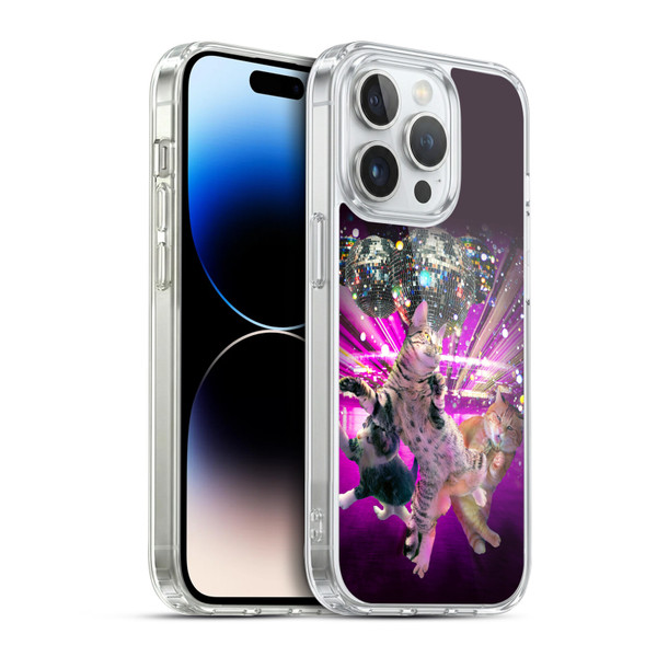 Random Galaxy Animals Disco Dancing Cat Soft Gel Case for Apple iPhone 14 Pro & MagSafe