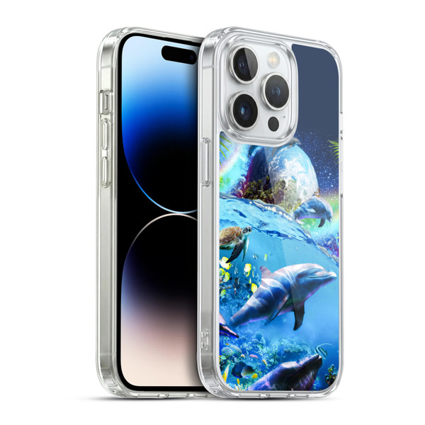 Random Galaxy Animals Galaxy Dolphins Soft Gel Case for Apple iPhone 14 Pro & MagSafe