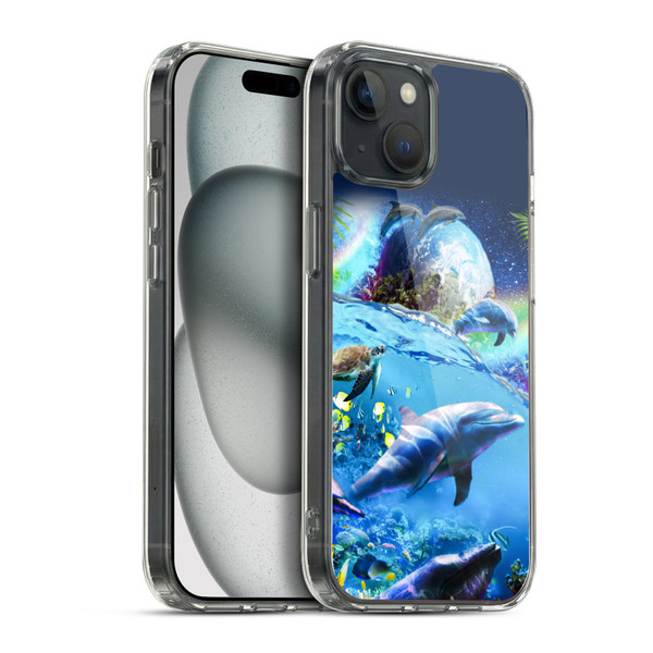 Random Galaxy Animals Galaxy Dolphins Soft Gel Case for Apple iPhone 15 Plus & MagSafe
