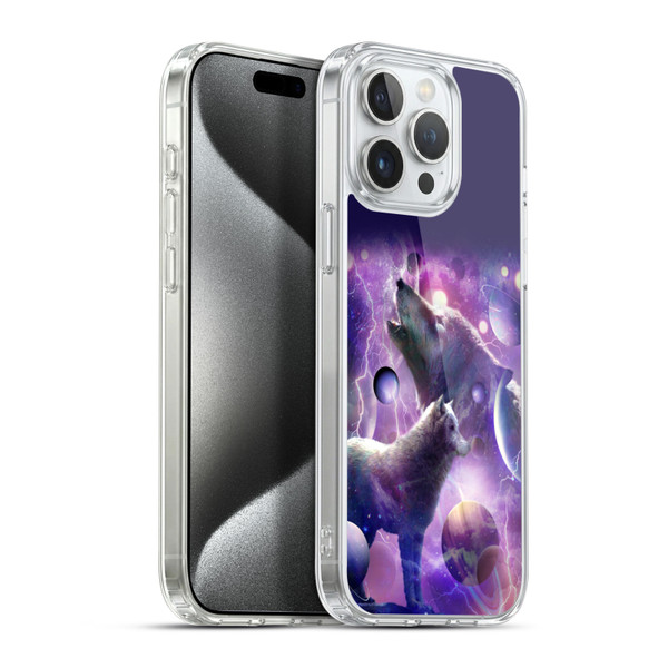 Random Galaxy Animals Cosmic Wolf Space Soft Gel Case for Apple iPhone 15 Pro Max & MagSafe
