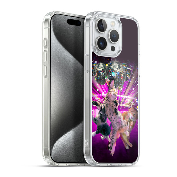 Random Galaxy Animals Disco Dancing Cat Soft Gel Case for Apple iPhone 15 Pro Max & MagSafe