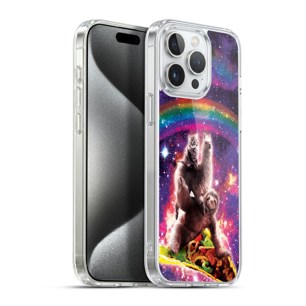 Random Galaxy Animals Space Cat Llama Sloth On Taco Soft Gel Case for Apple iPhone 15 Pro Max & MagSafe
