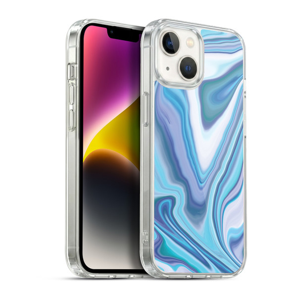 Suzan Lind Marble Dark Blue Pastel Soft Gel Case for Apple iPhone 14