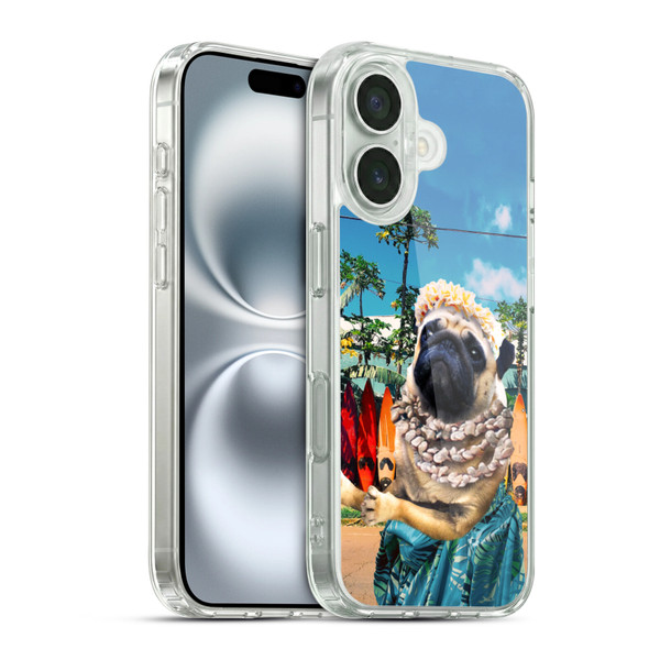 Random Galaxy Animals Aloha Hawaiian Pug Soft Gel Case for Apple iPhone 16 & MagSafe