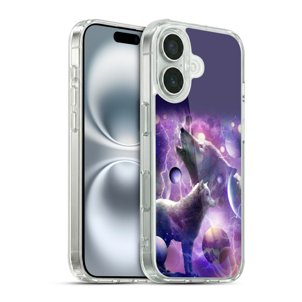 Random Galaxy Animals Cosmic Wolf Space Soft Gel Case for Apple iPhone 16 & MagSafe
