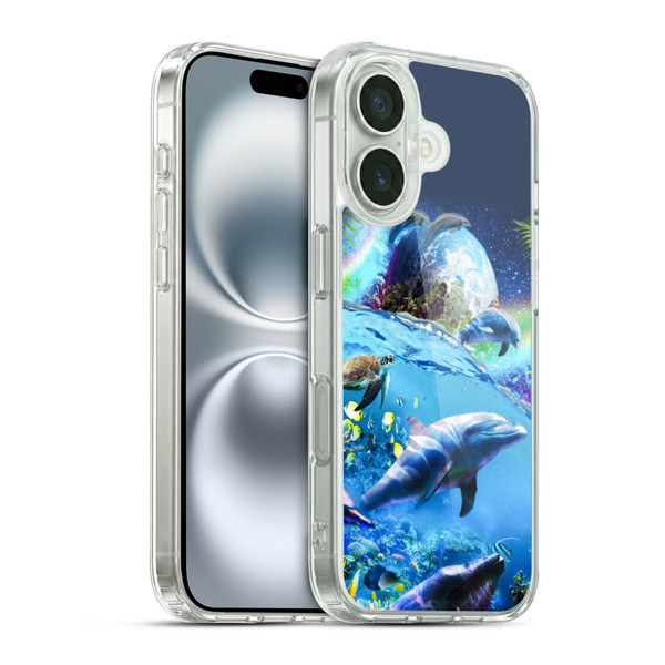 Random Galaxy Animals Galaxy Dolphins Soft Gel Case for Apple iPhone 16 & MagSafe