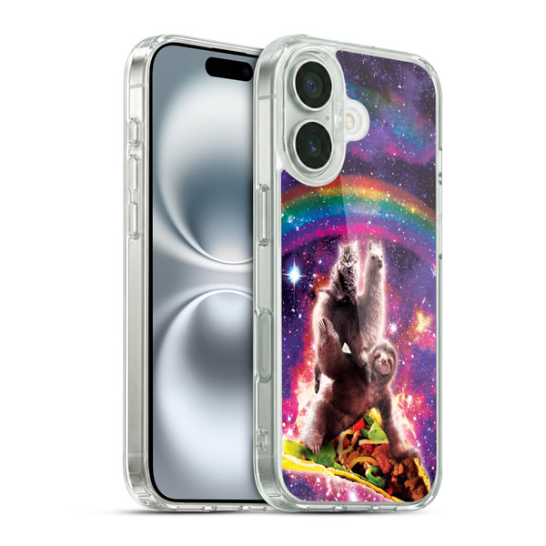 Random Galaxy Animals Space Cat Llama Sloth On Taco Soft Gel Case for Apple iPhone 16 & MagSafe