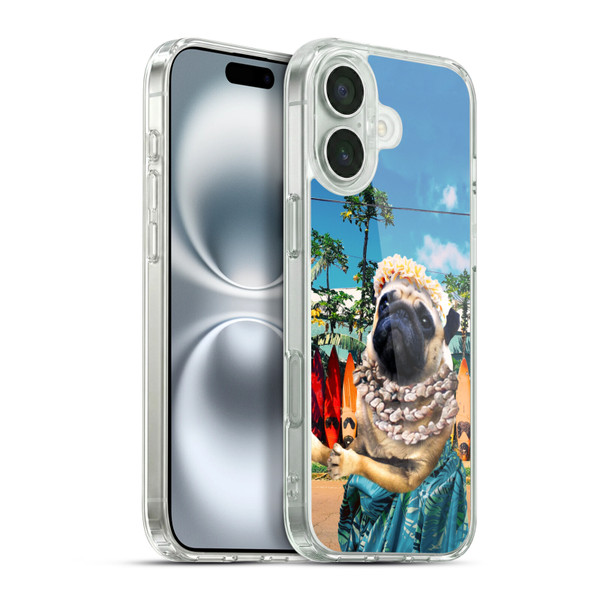 Random Galaxy Animals Aloha Hawaiian Pug Soft Gel Case for Apple iPhone 16 Plus & MagSafe