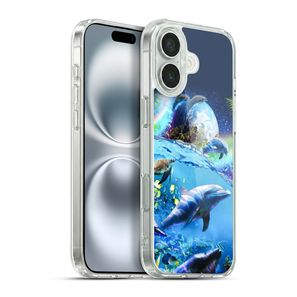 Random Galaxy Animals Galaxy Dolphins Soft Gel Case for Apple iPhone 16 Plus & MagSafe