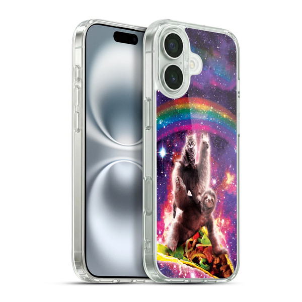 Random Galaxy Animals Space Cat Llama Sloth On Taco Soft Gel Case for Apple iPhone 16 Plus & MagSafe