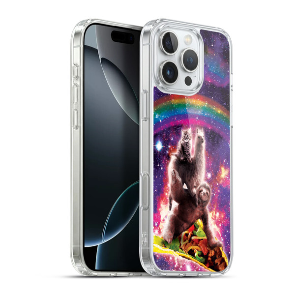 Random Galaxy Animals Space Cat Llama Sloth On Taco Soft Gel Case for Apple iPhone 16 Pro Max & MagSafe