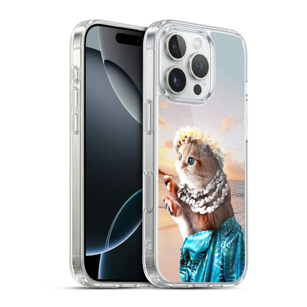Random Galaxy Animals Aloha Hawaiian Cat Soft Gel Case for Apple iPhone 16 Pro & MagSafe