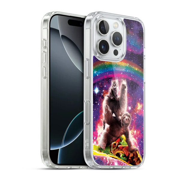 Random Galaxy Animals Space Cat Llama Sloth On Taco Soft Gel Case for Apple iPhone 16 Pro & MagSafe