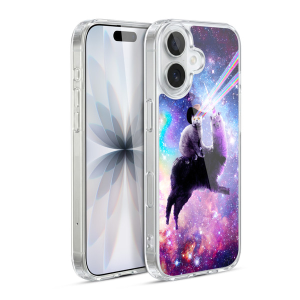 Random Galaxy Animals Laser Space Cat Riding Llama Soft Gel Case for Apple iPhone 17