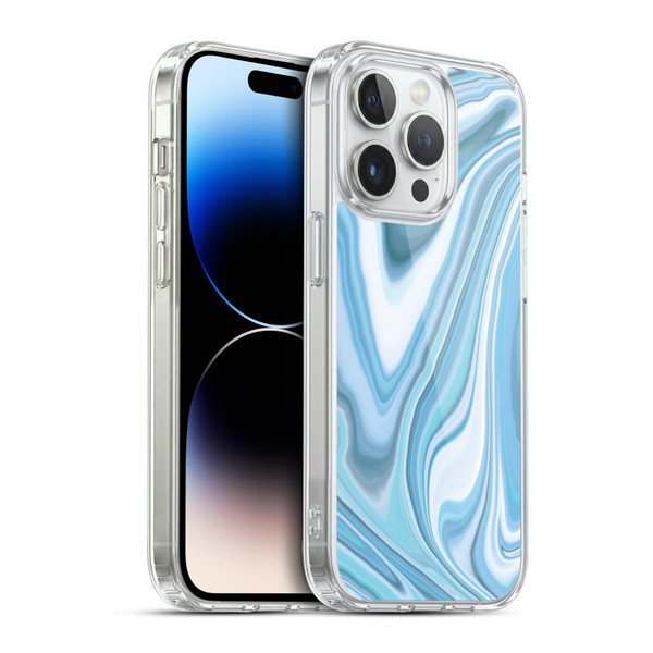 Suzan Lind Marble Light Blue Pastel Soft Gel Case for Apple iPhone 14 Pro & MagSafe