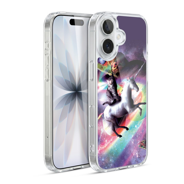 Random Galaxy Animals Space Cat Riding Unicorn Soft Gel Case for Apple iPhone 17