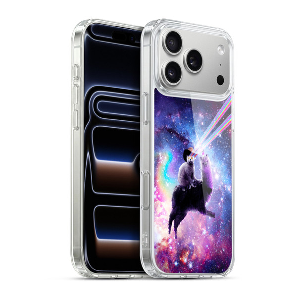 Random Galaxy Animals Laser Space Cat Riding Llama Soft Gel Case for Apple iPhone 17 Pro Max