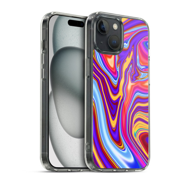 Suzan Lind Marble Purple Yellow Red Soft Gel Case for Apple iPhone 15 & MagSafe
