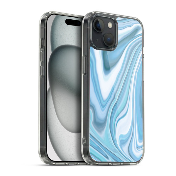 Suzan Lind Marble Light Blue Pastel Soft Gel Case for Apple iPhone 15 Plus & MagSafe