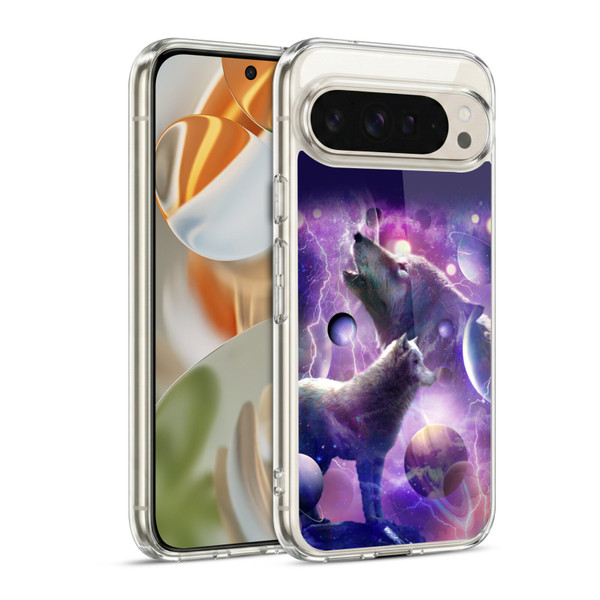 Random Galaxy Animals Cosmic Wolf Space Soft Gel Case for Google Pixel 9 / Pixel 9 Pro