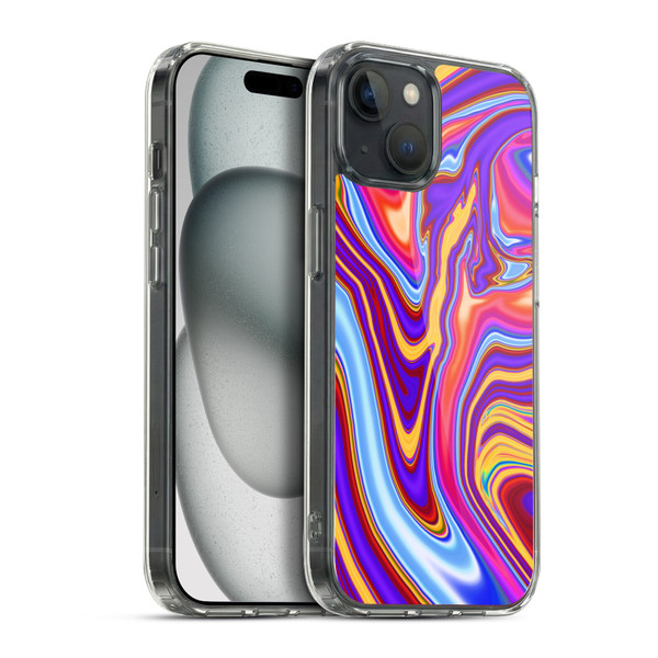 Suzan Lind Marble Purple Yellow Red Soft Gel Case for Apple iPhone 15 Plus & MagSafe