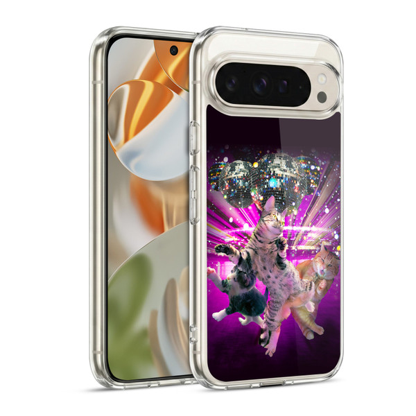 Random Galaxy Animals Disco Dancing Cat Soft Gel Case for Google Pixel 9 / Pixel 9 Pro