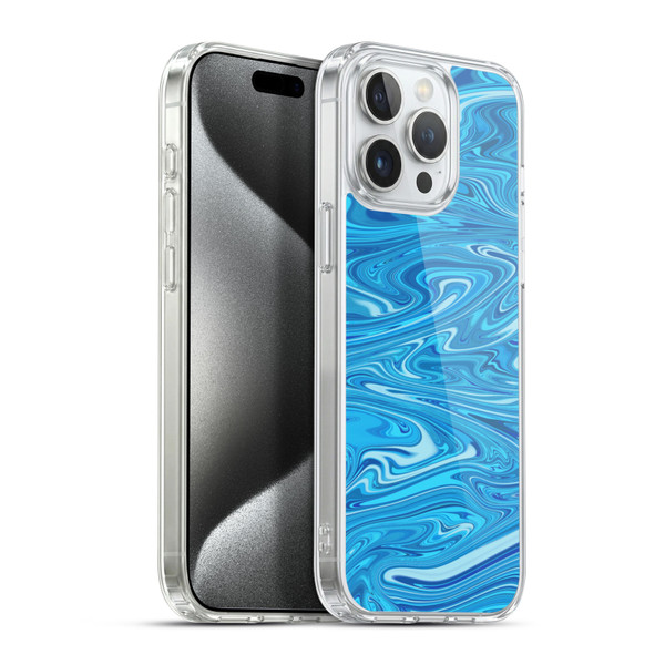 Suzan Lind Marble Light Blue Soft Gel Case for Apple iPhone 15 Pro Max & MagSafe