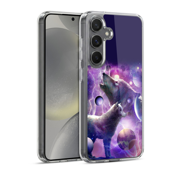 Random Galaxy Animals Cosmic Wolf Space Soft Gel Case for Samsung Galaxy S24 5G & MagSafe