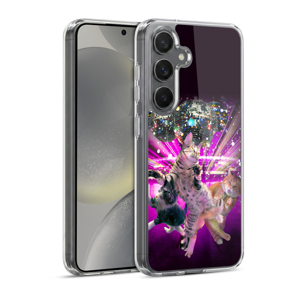 Random Galaxy Animals Disco Dancing Cat Soft Gel Case for Samsung Galaxy S24 5G & MagSafe