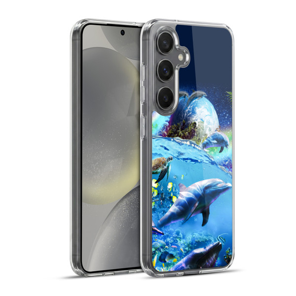 Random Galaxy Animals Galaxy Dolphins Soft Gel Case for Samsung Galaxy S24+ 5G & MagSafe