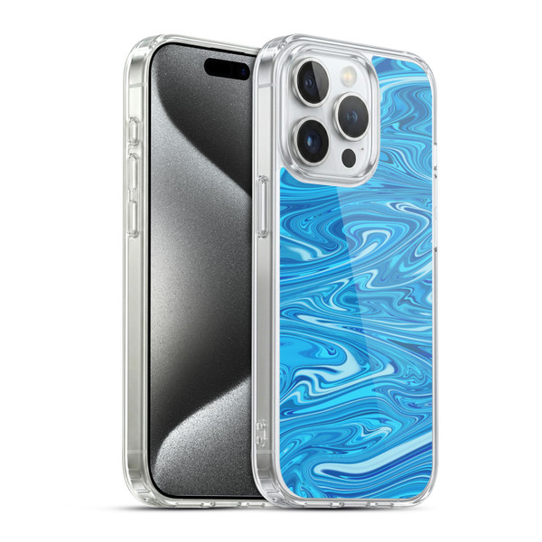 Suzan Lind Marble Light Blue Soft Gel Case for Apple iPhone 15 Pro & MagSafe