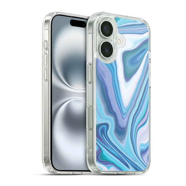 Suzan Lind Marble Dark Blue Pastel Soft Gel Case for Apple iPhone 16 & MagSafe