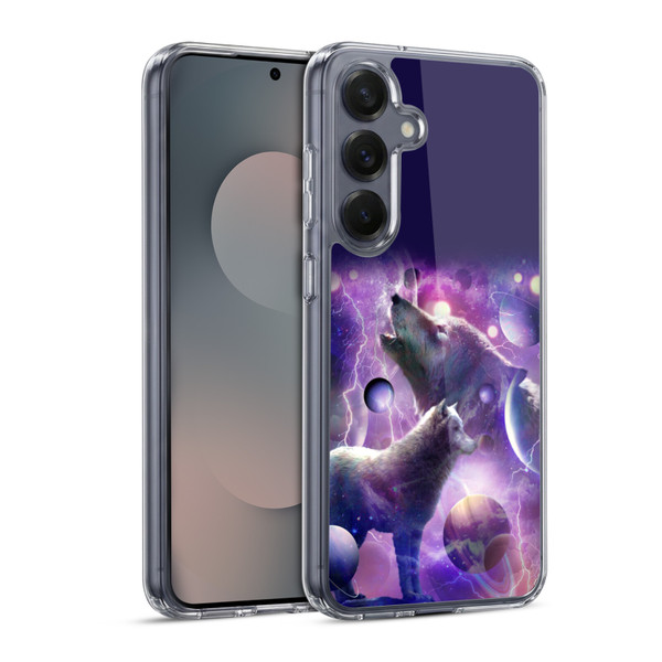 Random Galaxy Animals Cosmic Wolf Space Soft Gel Case for Samsung Galaxy S25 & MagSafe