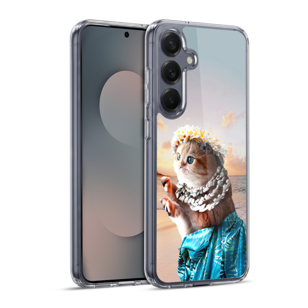 Random Galaxy Animals Aloha Hawaiian Cat Soft Gel Case for Samsung Galaxy S25+ & MagSafe