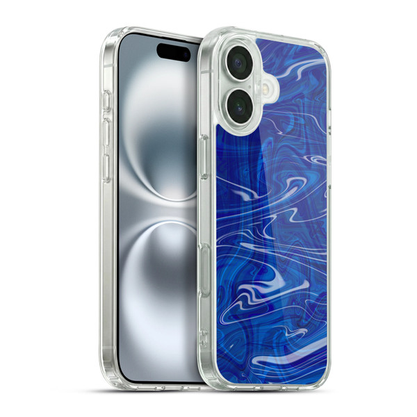 Suzan Lind Marble Dark Blue Soft Gel Case for Apple iPhone 16 Plus & MagSafe