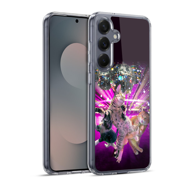 Random Galaxy Animals Disco Dancing Cat Soft Gel Case for Samsung Galaxy S25+ & MagSafe
