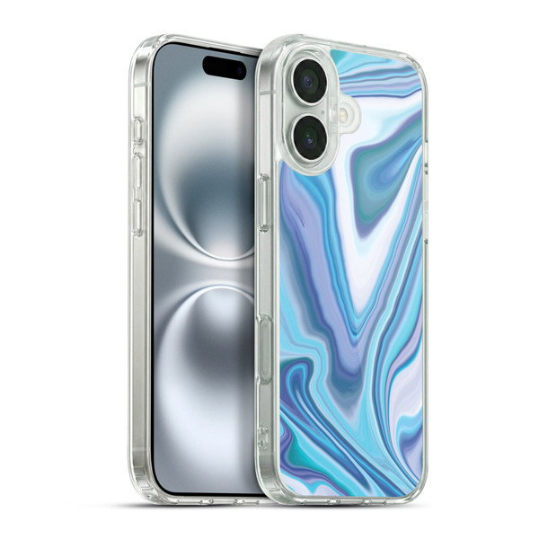 Suzan Lind Marble Dark Blue Pastel Soft Gel Case for Apple iPhone 16 Plus & MagSafe