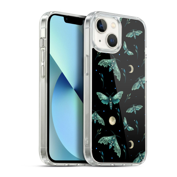 Episodic Drawing Art Lime Hawk Moth Pattern Soft Gel Case for Apple iPhone 13