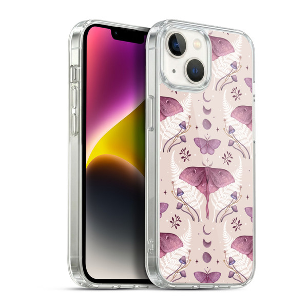 Episodic Drawing Art Emerald Pink Pattern Soft Gel Case for Apple iPhone 14