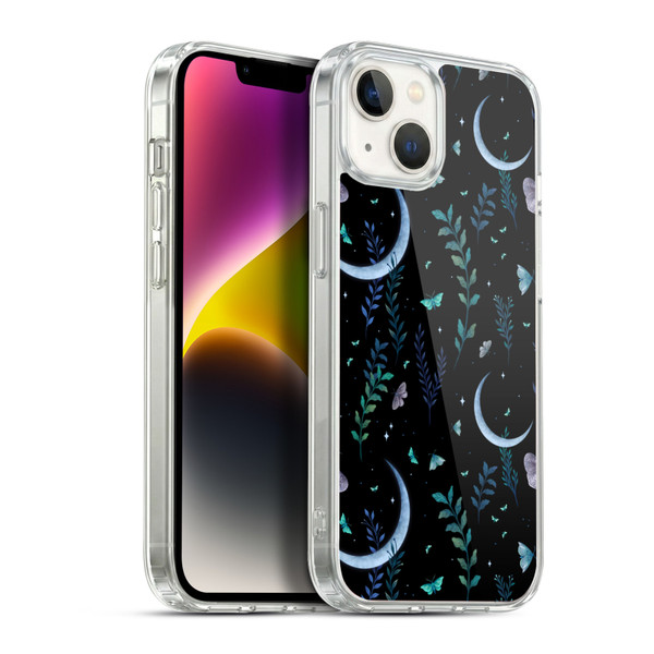 Episodic Drawing Art Moth Garden Pattern Soft Gel Case for Apple iPhone 14 Plus & MagSafe
