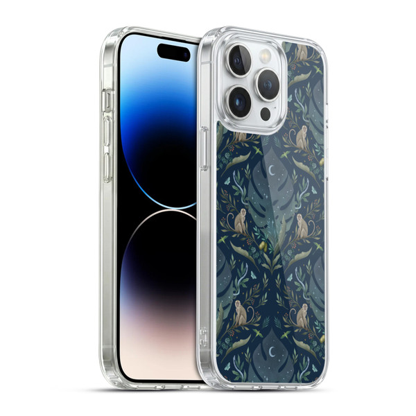 Episodic Drawing Art Monkey Tropical Light Pattern Soft Gel Case for Apple iPhone 14 Pro Max & MagSafe
