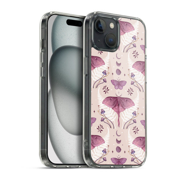 Episodic Drawing Art Emerald Pink Pattern Soft Gel Case for Apple iPhone 15 Plus & MagSafe