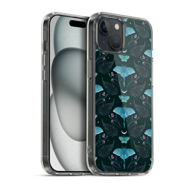 Episodic Drawing Art Emerald Pattern Soft Gel Case for Apple iPhone 15 Plus & MagSafe