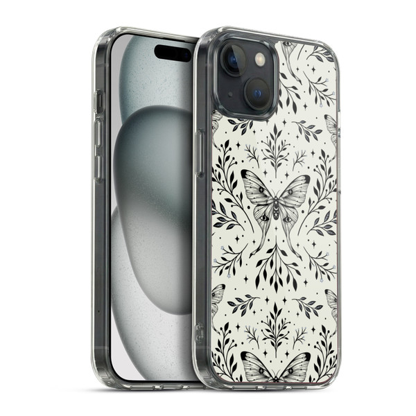 Episodic Drawing Art Mystical Butterfly Pattern Soft Gel Case for Apple iPhone 15 Plus & MagSafe