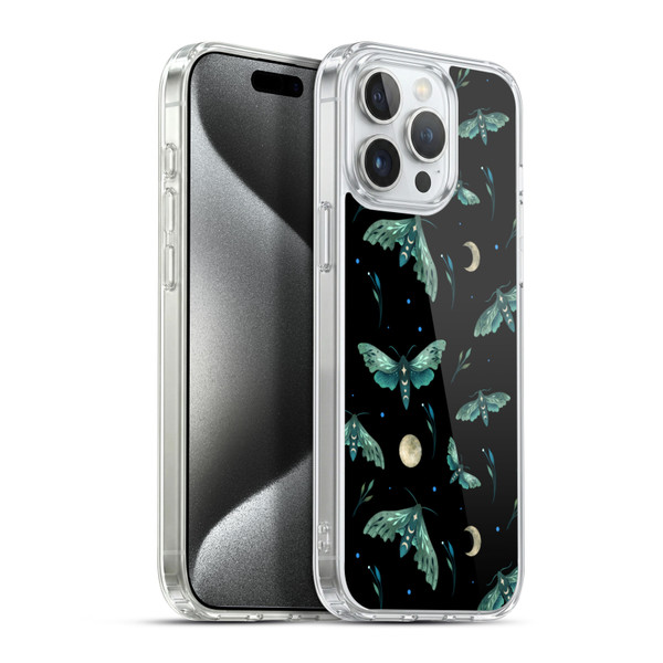 Episodic Drawing Art Lime Hawk Moth Pattern Soft Gel Case for Apple iPhone 15 Pro Max & MagSafe