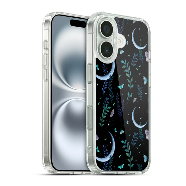 Episodic Drawing Art Moth Garden Pattern Soft Gel Case for Apple iPhone 16 & MagSafe