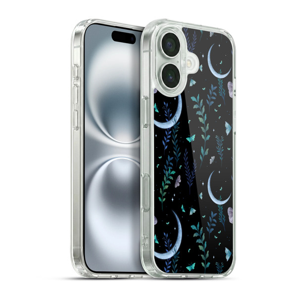 Episodic Drawing Art Moth Garden Pattern Soft Gel Case for Apple iPhone 16 Plus & MagSafe
